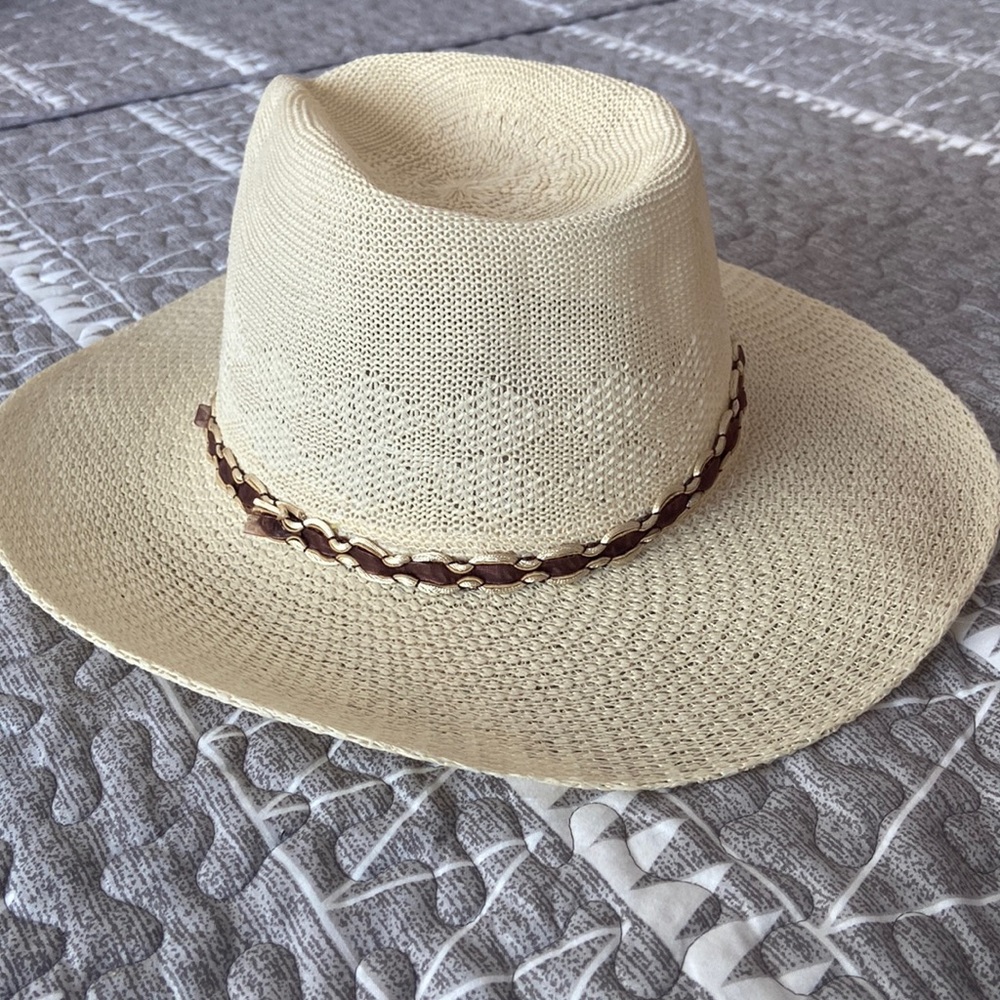 Woven Cowboy Hat with Brown Braid